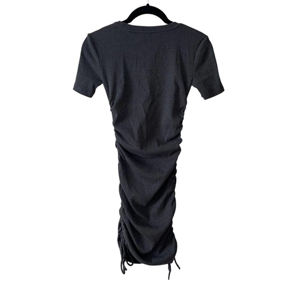 ZARA Small Ruched Ribbed Dress Mini Short Sleeve Dark Gray Short Stretch - Picture 10 of 10